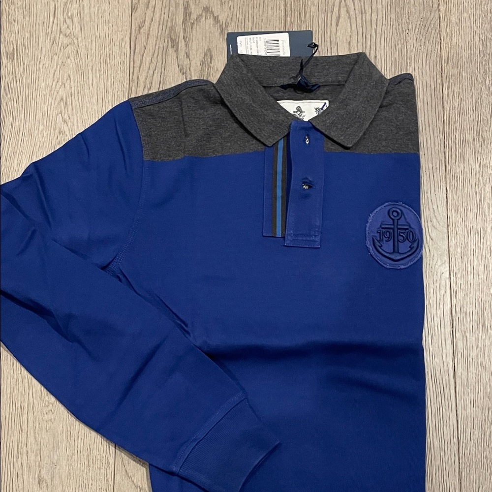 Faconnable Blue and Gray Men's Polo Sweater
